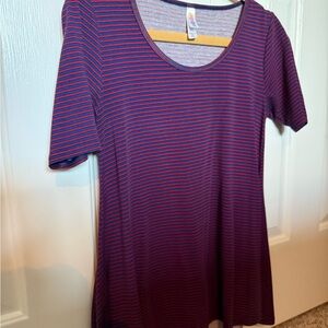 LuLaRoe Women's Short Sleeve Top - Red and Blue Stripes